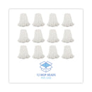 Boardwalk Premium Cut-End Wet Mop Heads, Rayon, 16oz, White, 12/Carton