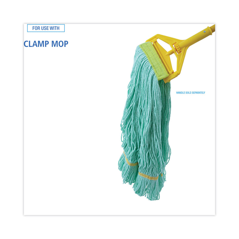 Boardwalk EcoMop Looped-End Mop Head, Recycled Fibers, Large Size, Green, 12/Carton