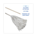 Boardwalk Handle/Deck Mops, 16 oz White Cotton Head, 48" Oak Wood Handle