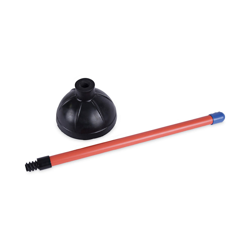 Boardwalk Toilet Plunger, 18" Plastic Handle, 5.63" dia, Red/Black, 6/Carton