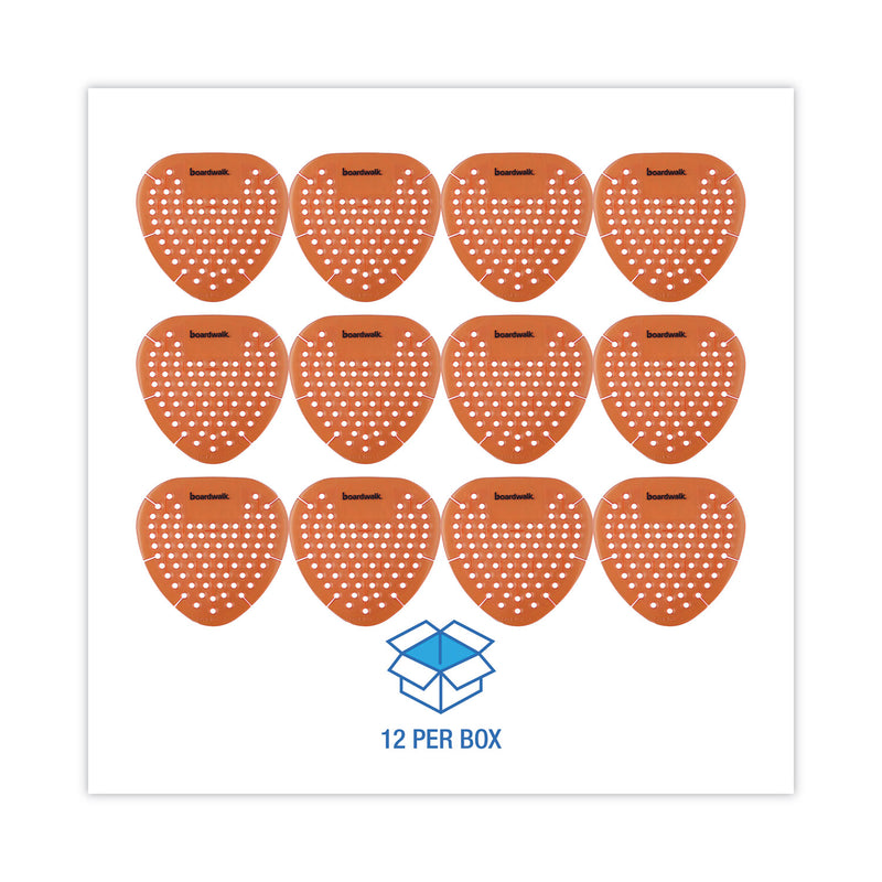 Boardwalk Gem Urinal Screens, Mango Scent, Orange, 12/Box