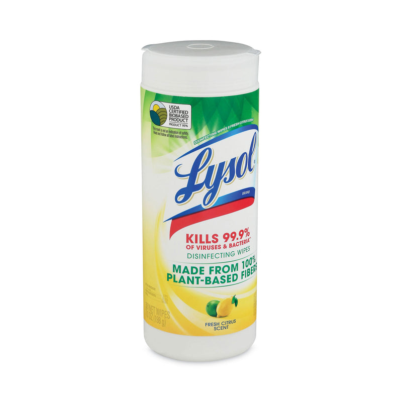 LYSOL Disinfecting Wipes II Fresh Citrus, 7 x 7.25, 30 Wipes/Canister, 12 Canisters/Carton