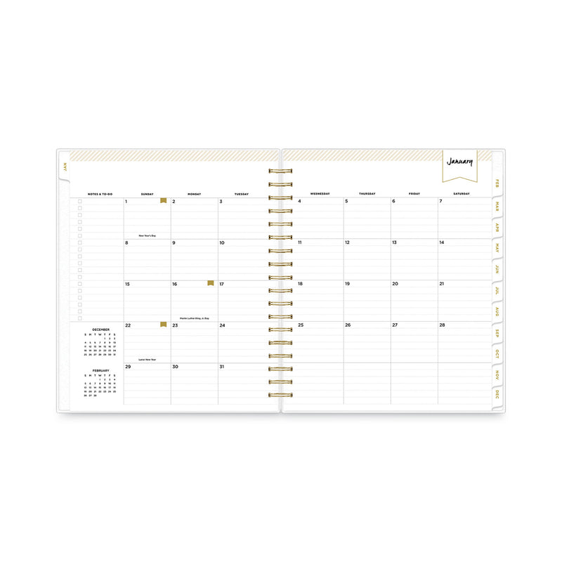 Blue Sky Day Designer Daily/Monthly Frosted Planner, Rugby Stripe Artwork, 10x8, Black/White Cover, 12-Month (July to June): 2022-2023