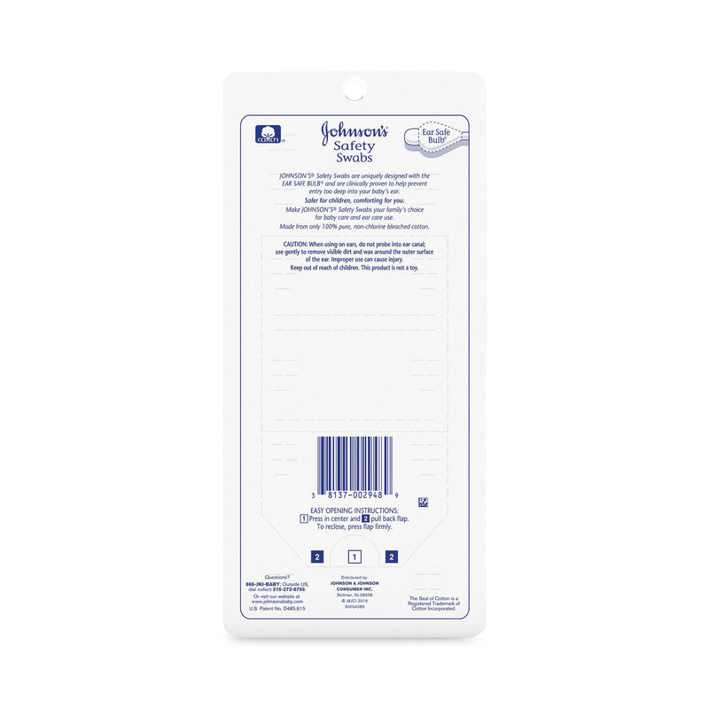 Johnson & Johnson Pure Cotton Swabs, Safety Swabs, 185/Pack