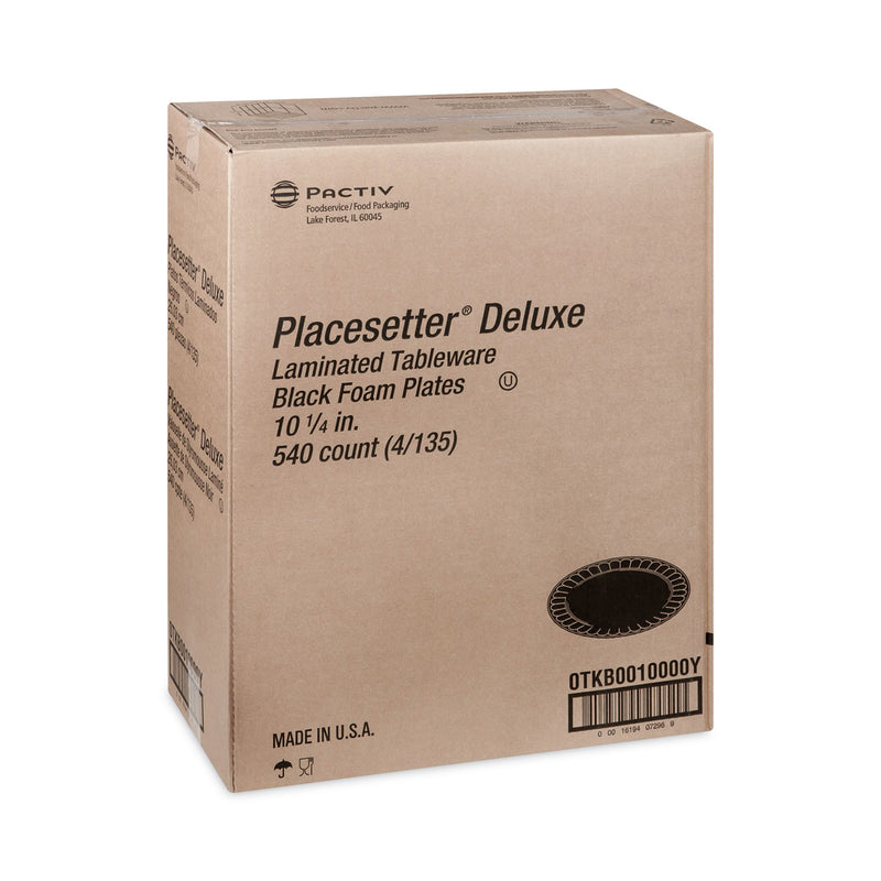 Pactiv Evergreen Placesetter Deluxe Laminated Foam Dinnerware, Plate, 10.25" dia, Black, 540/Carton