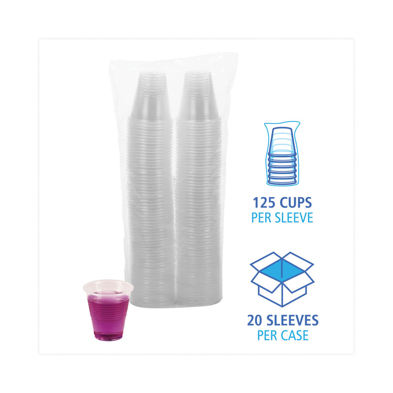Boardwalk Translucent Plastic Cold Cups, 3 oz, Polypropylene, 125 Cups/Sleeve, 20 Sleeves/Carton