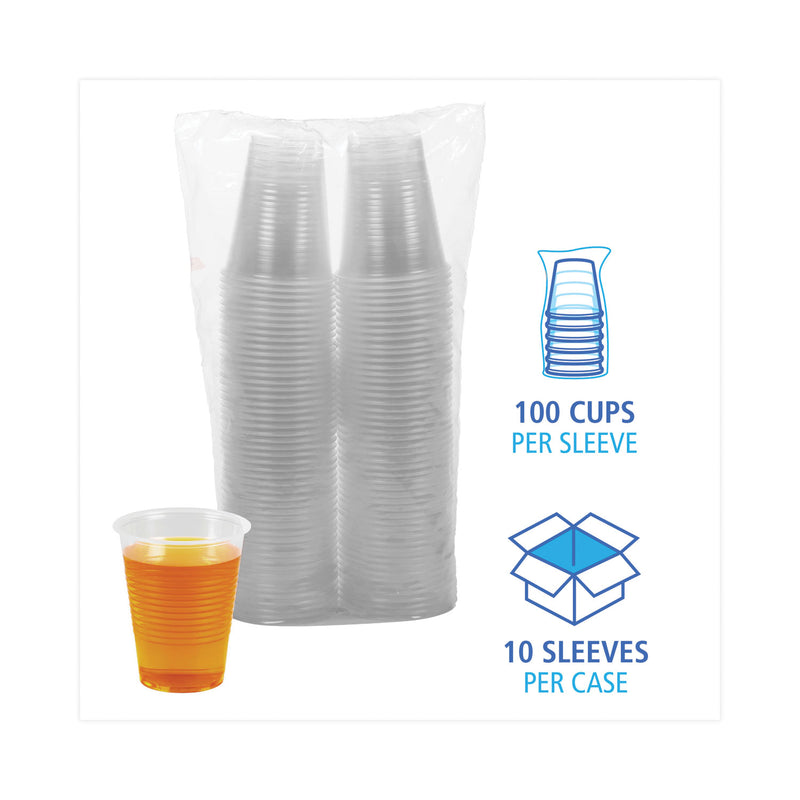 Boardwalk Translucent Plastic Cold Cups, 10 oz, Polypropylene, 100 Cups/Sleeve, 10 Sleeves/Carton