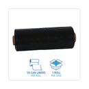 Boardwalk Industrial Drum Liners Rolls, 60 gal, 2.7 mil, 38 x 63, Black, 1 Roll of 50 Bags
