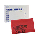 Boardwalk Linear Low Density Health Care Trash Can Liners, 16 gal, 1.3 mil, 24 x 32, Red, 250/Carton