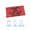 Boardwalk Linear Low Density Health Care Trash Can Liners, 33 gal, 1.3 mil, 33 x 39, Red, 150/Carton