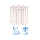 Boardwalk High Density Industrial Can Liners Coreless Rolls, 33 gal, 16 microns, 33 x 40, Natural, 10 Rolls of 25 Bags
