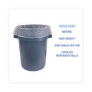 Boardwalk High Density Industrial Can Liners Coreless Rolls, 45 gal, 13 microns, 40 x 48, Natural, 10 Rolls of 25 Bags
