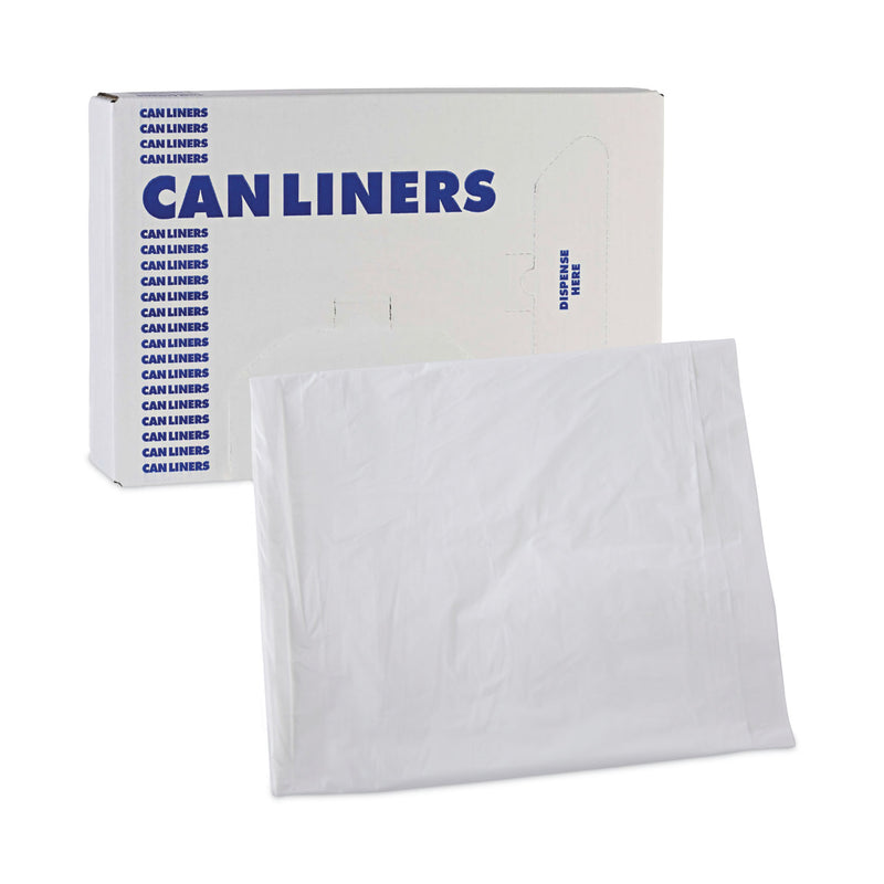 Boardwalk Linear Low Density Industrial Can Liners, 10 gal, 0.5 mil, 24 x 23, White, 500/Carton