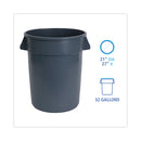Boardwalk Round Waste Receptacle, LLDPE, 32 gal, Gray