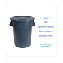 Boardwalk Round Waste Receptacle, LLDPE, 32 gal, Gray
