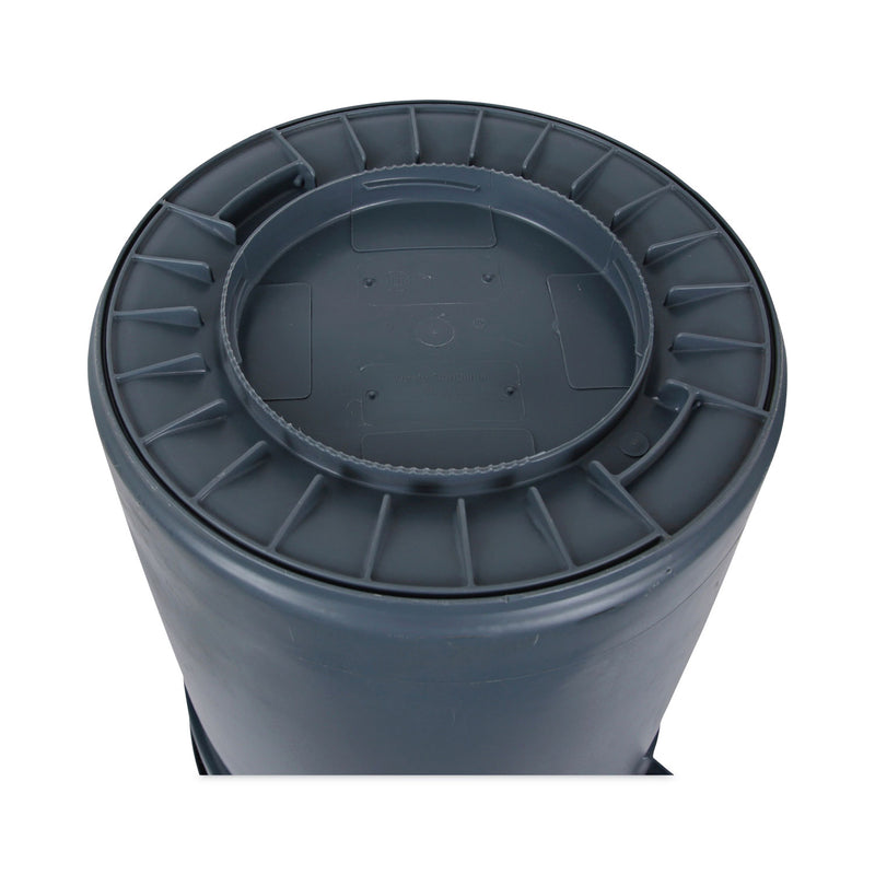 Boardwalk Round Waste Receptacle, LLDPE, 32 gal, Gray