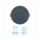 Boardwalk Lids for 32 gal Waste Receptacle, Flat-Top, Round, Plastic, Gray