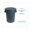 Boardwalk Lids for 32 gal Waste Receptacle, Flat-Top, Round, Plastic, Gray