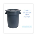 Boardwalk Lids for 44 gal Waste Receptacles, Flat-Top, Round, Plastic Gray