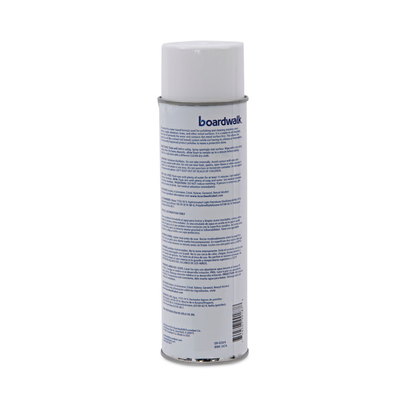 Boardwalk Stainless Steel Cleaner and Polish, Lemon, 18 oz Aerosol Spray, 12/Carton
