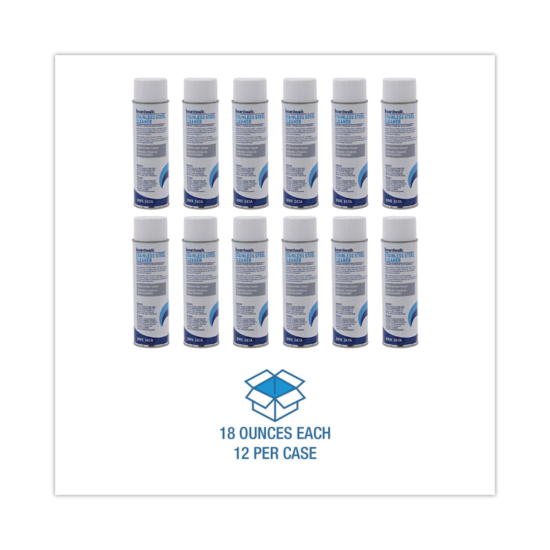 Boardwalk Stainless Steel Cleaner and Polish, Lemon, 18 oz Aerosol Spray