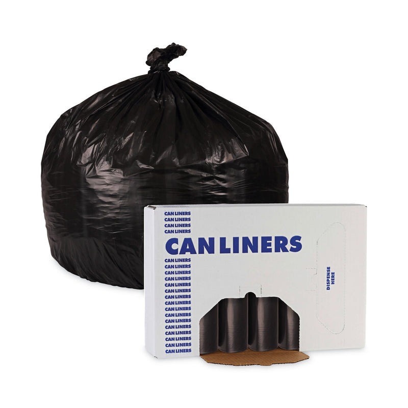 Boardwalk Low-Density Waste Can Liners, 16 gal, 1 mil, 24 x 32, Black, 10 Bags/Roll, 15 Rolls/Carton