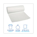 Boardwalk Low Density Repro Can Liners, 30 gal, 0.62 mil, 30" x 36", White, 10 Bags/Roll, 20 Rolls/Carton