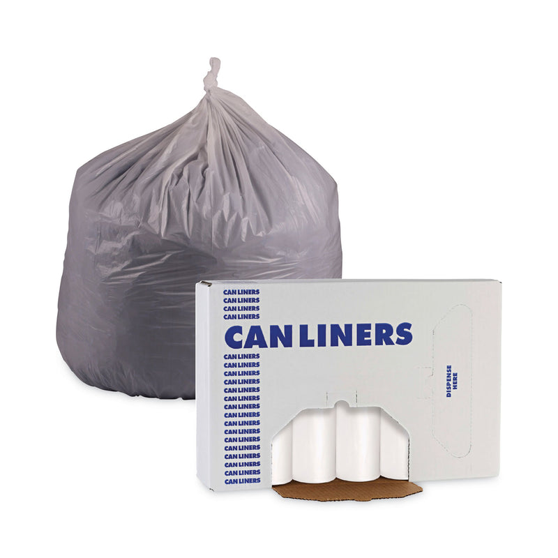 Boardwalk Low Density Repro Can Liners, 55 gal, 0.63 mil, 38" x 58", White, 10 Bags/Roll, 10 Rolls/Carton
