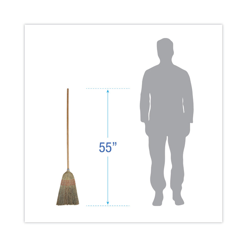 Boardwalk Parlor Broom, Corn Fiber Bristles, 55" Overall Length, Natural, 12/Carton