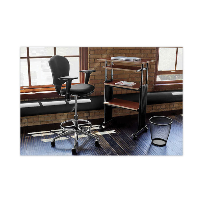 Safco Metro Collection Extended-Height Chair, Supports Up to 250 lb, 23" to 33" Seat Height, Black Seat/Back, Chrome Base