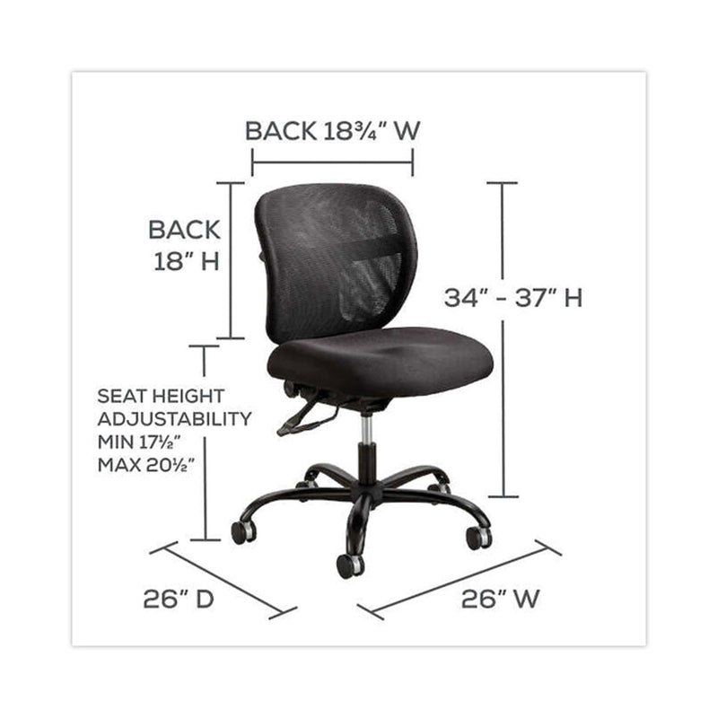 Safco Vue Intensive-Use Mesh Task Chair, Supports Up to 500 lb, 18.5" to 21" Seat Height, Black Vinyl Seat/Back, Black Base