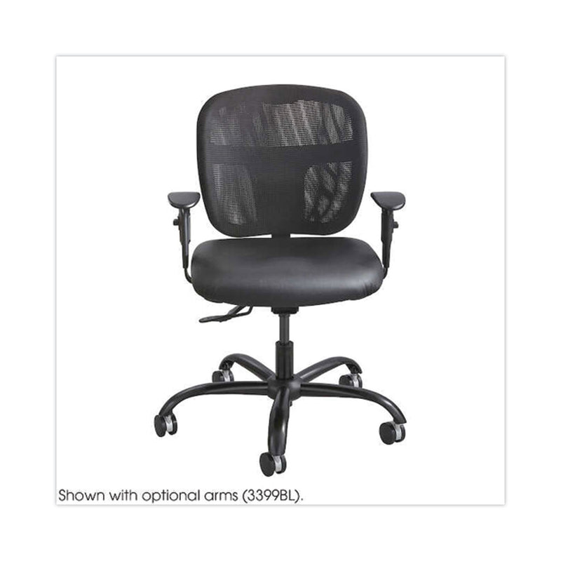 Safco Vue Intensive-Use Mesh Task Chair, Supports Up to 500 lb, 18.5" to 21" Seat Height, Black Vinyl Seat/Back, Black Base