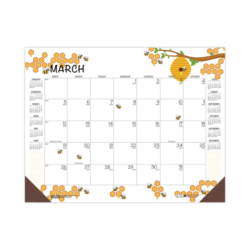House of Doolittle Recycled Honeycomb Desk Pad Calendar, 18.5 x 13, White/Multicolor Sheets, Brown Corners, 12-Month (Jan to Dec): 2023