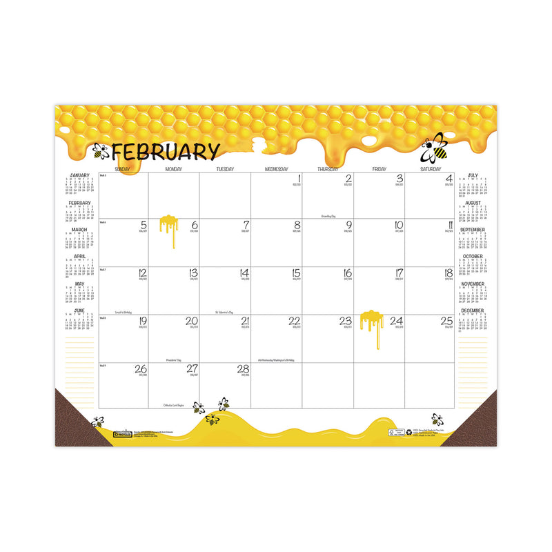 House of Doolittle Recycled Honeycomb Desk Pad Calendar, 18.5 x 13, White/Multicolor Sheets, Brown Corners, 12-Month (Jan to Dec): 2023