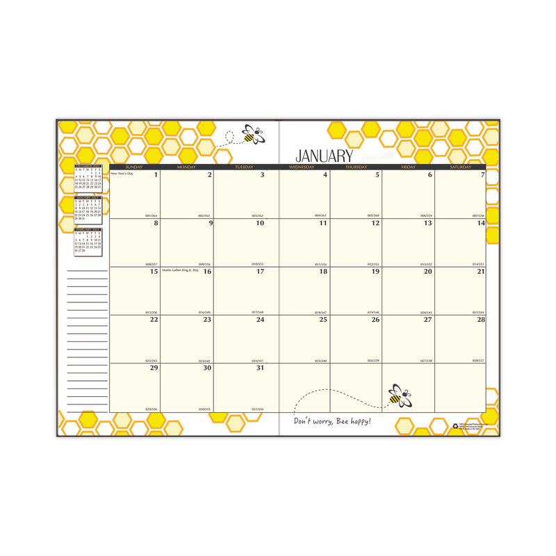 House of Doolittle Recycled Honeycomb Monthly Planner, Honeycomb Artwork, 11 x 7, Black/Gold Cover, 12-Month (Jan to Dec)