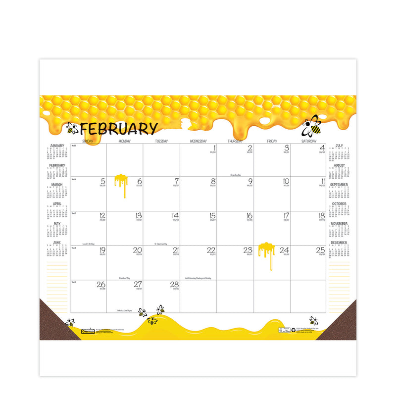 House of Doolittle Recycled Honeycomb Desk Pad Calendar, 22 x 17, White/Multicolor Sheets, Brown Corners, 12-Month (Jan to Dec): 2023