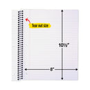 Five Star Wirebound Notebook, 1 Subject, Wide/Legal Rule, Randomly Assorted Covers, 10.5 x 8, 100 Sheets, 6/Pack