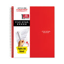 Five Star Wirebound Notebook, 1 Subject, Wide/Legal Rule, Randomly Assorted Covers, 10.5 x 8, 100 Sheets, 6/Pack