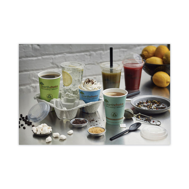 Pactiv Evergreen EarthChoice Hot Cup Lid, Fits 12 oz to 20 oz Hot Cups, Clear, 1,000/Carton