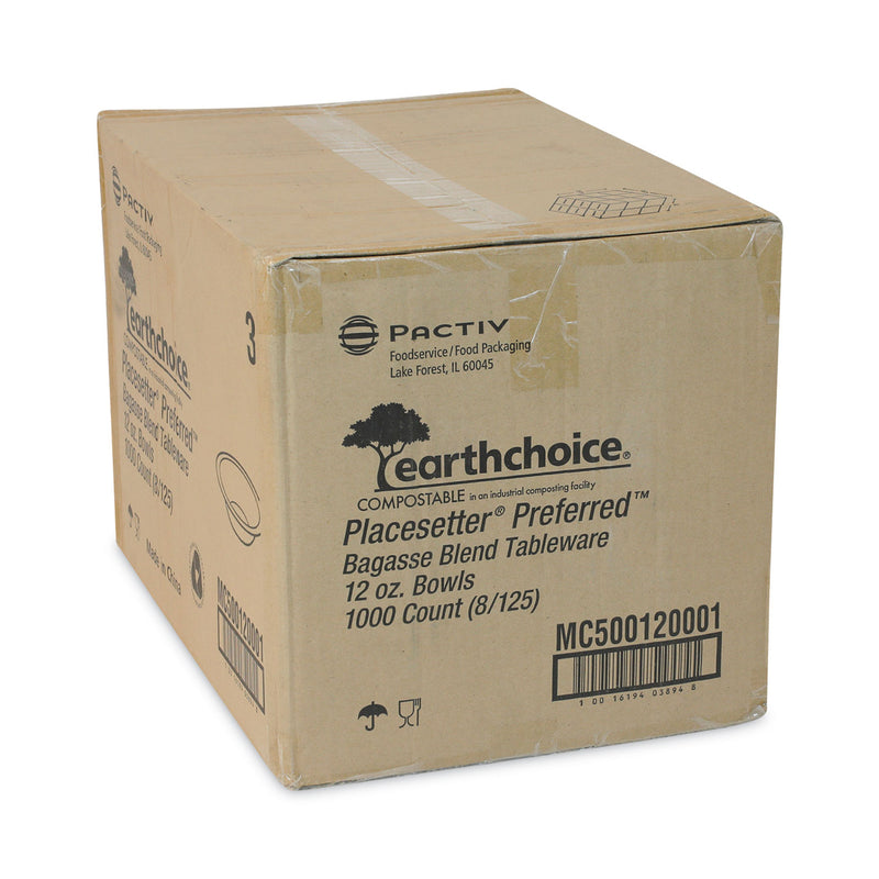 Pactiv Evergreen EarthChoice Compostable Fiber-Blend Bagasse Dinnerware, Bowl, 6.38" dia, 12 oz, Natural, 1,000/Carton