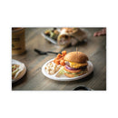 Pactiv Evergreen EarthChoice Compostable Fiber-Blend Bagasse Dinnerware, 3-Compartment Plate, 10" dia, Natural, 500/Carton