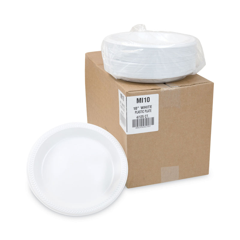 Pactiv Evergreen Meadoware Impact Plastic Dinnerware, Plate, 10.25" dia, White, 500/Carton