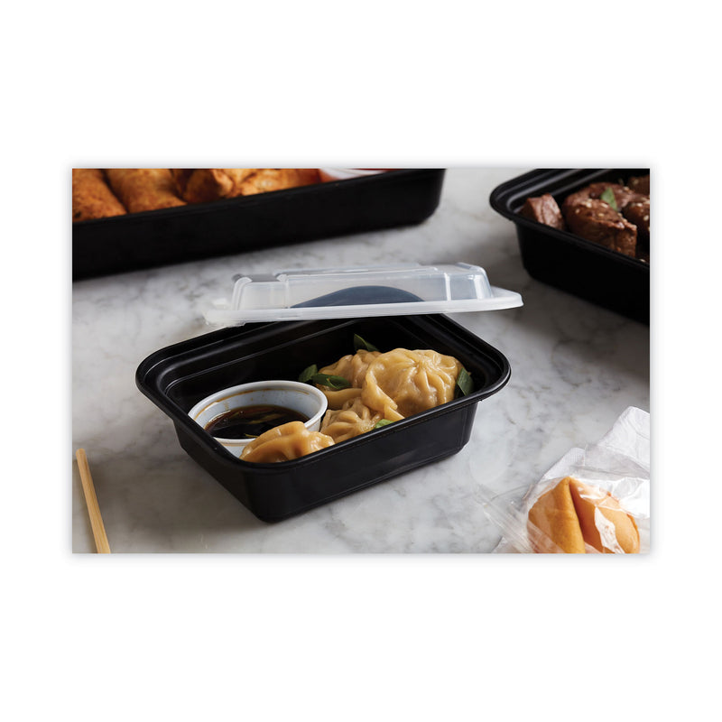 Pactiv Evergreen Newspring VERSAtainer Microwavable Containers, 12 oz, 4.5 x 5.5 x 1.75, Black/Clear, Plastic, 150/Carton