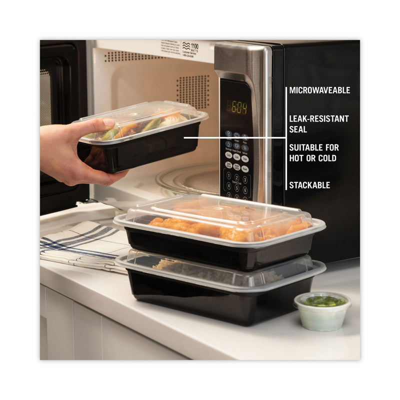 Pactiv Evergreen Newspring VERSAtainer Microwavable Containers, 24 oz, 5 x 7.25 x 2, Black/Clear, Plastic, 150/Carton