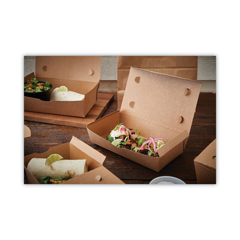 Pactiv Evergreen EarthChoice OneBox Paper Box, 77 oz, 9 x 4.85 x 2.7, Kraft, 162/Carton
