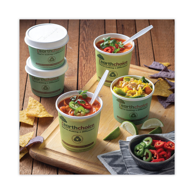 Pactiv Evergreen EarthChoice Compostable Soup Cup, Medium, 12 oz, 3.63" Diameter x 3.63"h, Teal, Paper, 500/Carton