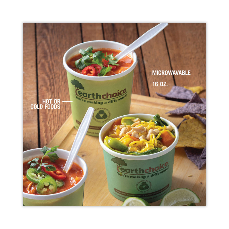 Pactiv Evergreen EarthChoice Compostable Soup Cup Large, 16 oz, 3.63" Diameter x 3.88"h, Green, Paper, 500/Carton