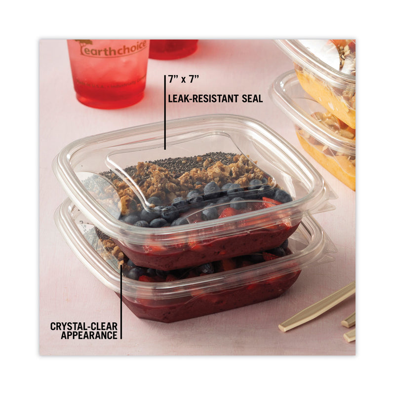 Pactiv Evergreen EarthChoice Square Recycled Bowl Flat Lid, 7.38 x 7.38 x 0.26, Clear, Plastic, 300/Carton