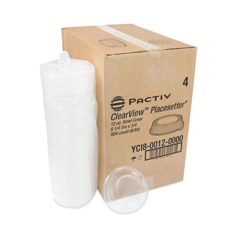 Pactiv Evergreen ClearView Dome-Style Lid with Tabs, Fluted, 8.88 x 8.88 x 0.75, Clear, Plastic, 504/Carton