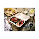 Pactiv Evergreen EarthChoice SmartLock Microwavable MFPP Hinged Lid Container, 2-Compartment, 9 x 6 x 3, White, Plastic, 270/Carton